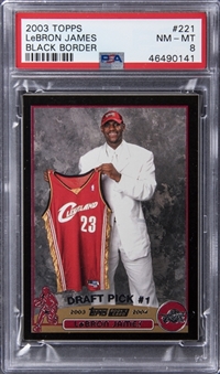 2003-04 Topps Black Border #221 LeBron James Rookie Card (#344/500) - PSA NM-MT 8